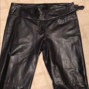 Theory black leather pants
